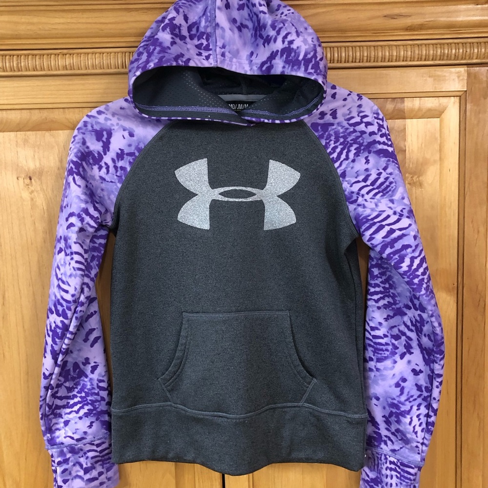 Under Armour Girls Hoodie - Charcoal & Purple Accents